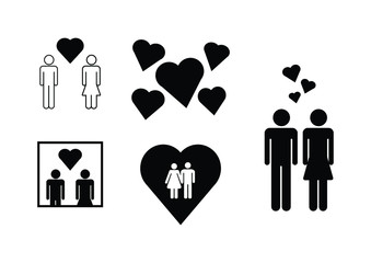 Selection of male and female love icons