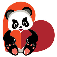 Cartoon panda with heart