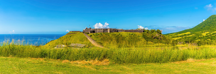 A panorama view across the Brimstone Hill Fort in St Kitts