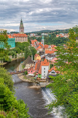 Fototapeta na wymiar Top view over the old Town of Cesky Krumlov, Czech Republic. UNESCO World Heritage Site.Europe