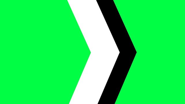Transition video slide arrow animation on green background.