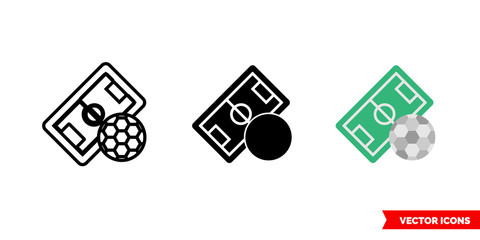 Football field icon of 3 types color, black and white, outline. Isolated vector sign symbol.