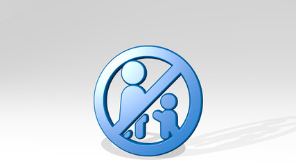 road sign no pedestrian crossing alternate 3D icon casting shadow, 3D illustration for background and city