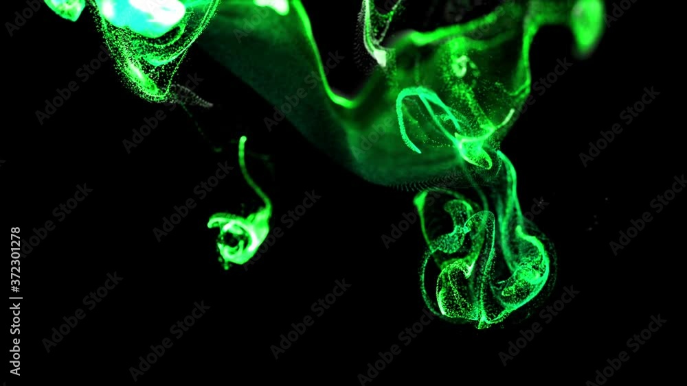 Aufkleber beautiful effect of glow particles in liquid stream, like effect ink dissolve in water. abstract ani