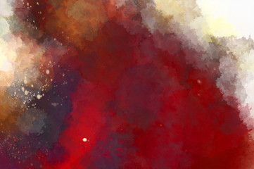 Watercolor painted background with blots and splatters. Brush stroked painting. 2D Illustration.