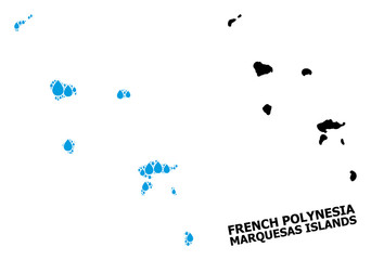 Vector Mosaic Map of Marquesas Islands of Liquid Tears and Solid Map