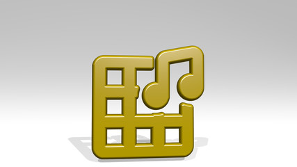 MODERN MUSIC MIX 3D icon casting shadow, 3D illustration for background and design