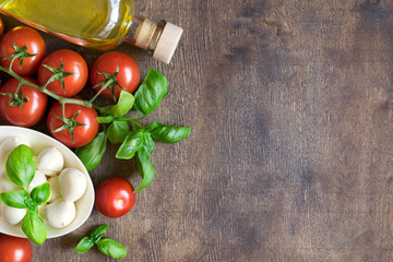 Ingredients for Italian salad Caprese.