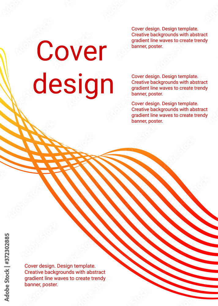 Fototapete Cover design. Design template. Creative backgrounds with abstract gradient wave lines for creating trendy banner, poster
