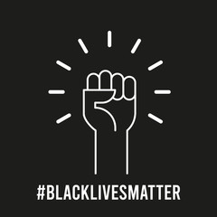 Obraz premium Black lives matter. Fist hand up. Concept of unity, revolution, no violence. Vector illustration, flat design