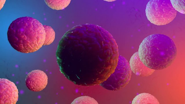 3D Animation Of Irritated And Sick Human Cells In Inflamed Tissue.