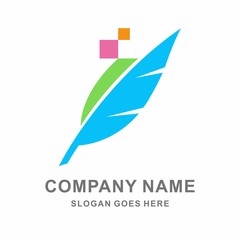 Feather Pen Icon Education Business Company Vector Logo Design