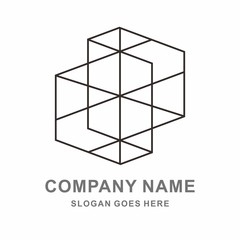 Geometric Square Line Box Business Company Vector Logo Design