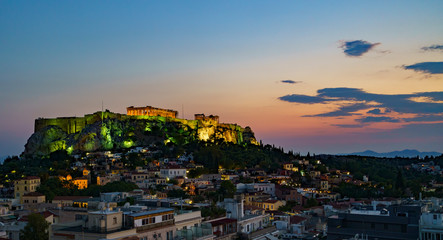 panorama of the athens of night