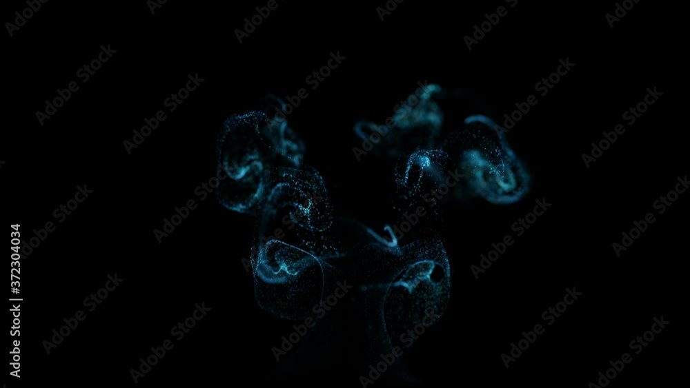 Aufkleber beautiful effect of glow particles in liquid stream, like effect ink dissolve in water. abstract ani