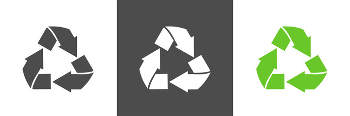 Recycle vector icon. Style is flat rounded symbol, eco green color, rounded angles