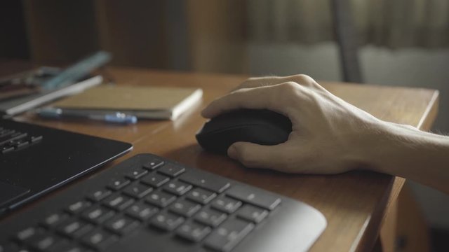 Hand using wireless computer mouse