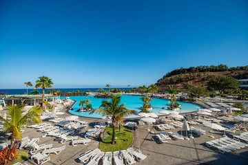 Fototapeta premium pools by the sea on a sunny afternoon in santa cruz de tenerife canary islands