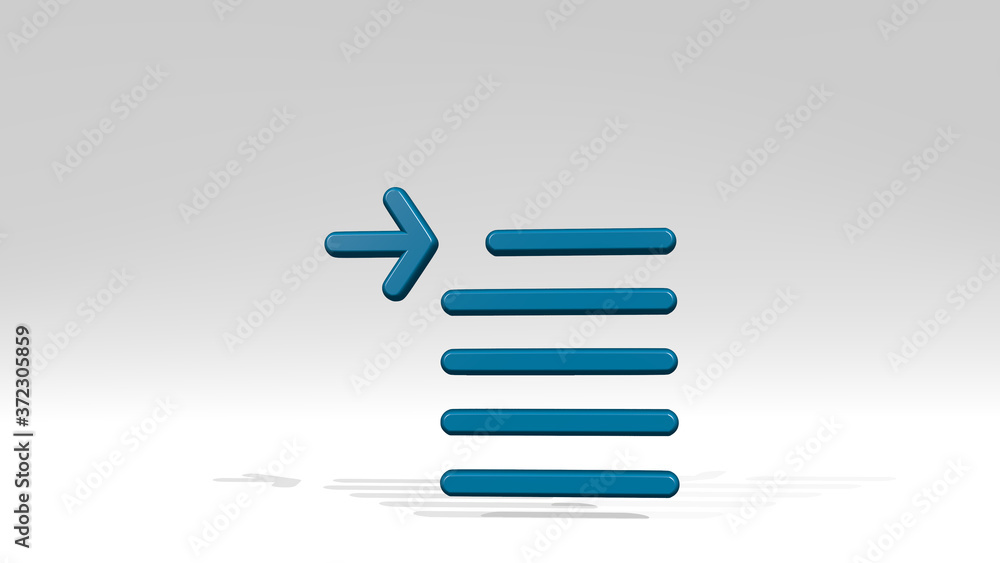 Poster paragraph indent first line 3d icon casting shadow, 3d illustration for symbol and background