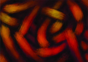Vector red orange yellow gradient swirl backdrop, brush effect, fading lines, gradient curves in different direction on dark background
