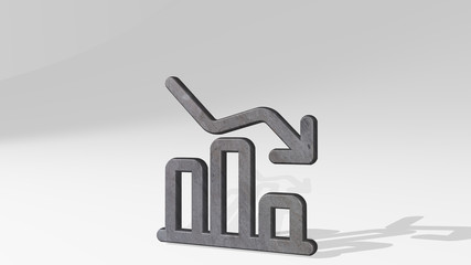 performance decrease 3D icon standing on the floor, 3D illustration for editorial and background