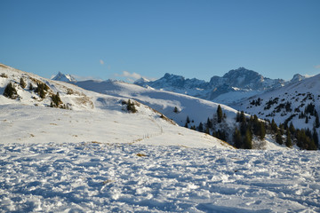 Beautifull snowy Swiss Alps as seen from Niederbauen above the Emmeten