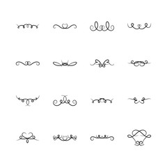 swirls dividers icon set, silhouette style