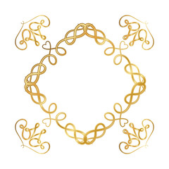 gold ornament frame with hearts shapes design of Decorative element theme Vector illustration