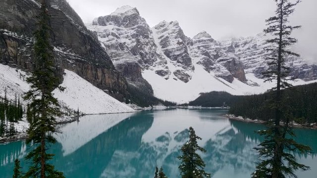 Panning time lapse at Moraine Lake, Banff National Park, Canadian Rockies, Alberta, Canada.