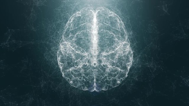 Artificial intelligence digital brain animation. Concept of AI neural network, deep learning, human machine interface