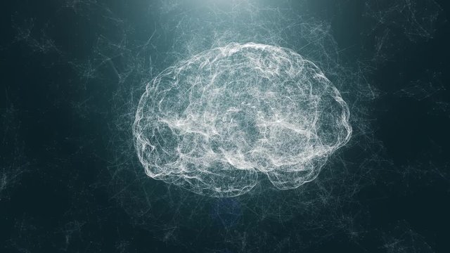 Artificial intelligence digital brain animation. Concept of AI neural network, deep learning, human machine interface