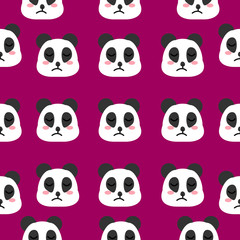 Fototapeta premium Seamless pattern vector illustration cute face panda