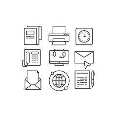 Set of business thin line icons collection isolated on white background