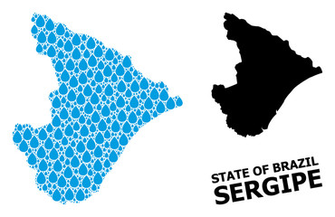 Vector Collage Map of Sergipe State of Water Dews and Solid Map - obrazy, fototapety, plakaty