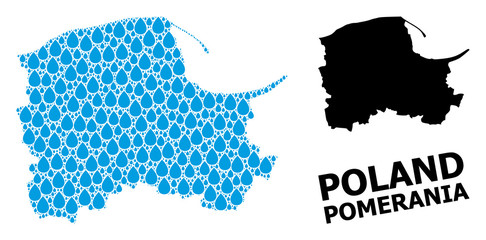 Vector Mosaic Map of Pomerania Province of Liquid Dews and Solid Map