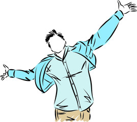 very happy man freedom concept vector illustration