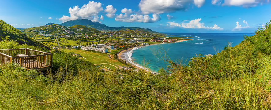 A panorama view looking north from Timothy Hill in St Kitts