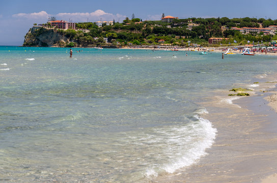Picturesque golden sandy beach in Tsilivi situated on the east of Zakynthos island on Ionian Sea, Greece. - Powered by Adobe