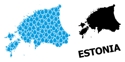 Obraz premium Vector Collage Map of Estonia of Water Tears and Solid Map