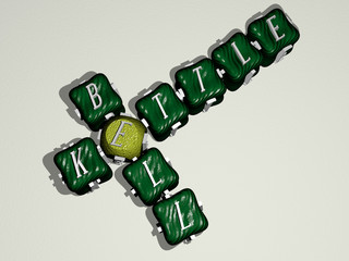 KETTLE BELL crossword of colorful cubic letters, 3D illustration for background and tea