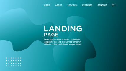 LANDING PAGE WITH LIQUID COLOR. GRADIENT COLOR BACKGROUND. MODERN ABSTRACT COLORFUL STYLE VECTOR