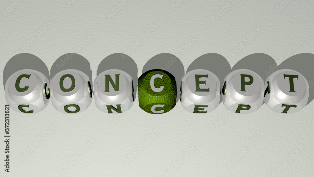 Poster concept text by cubic dice letters, 3d illustration for background and design