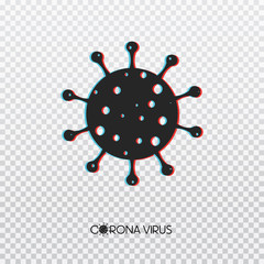 Corona virus disease named covid-19. Symbol with glitch effect. Vector illustration.