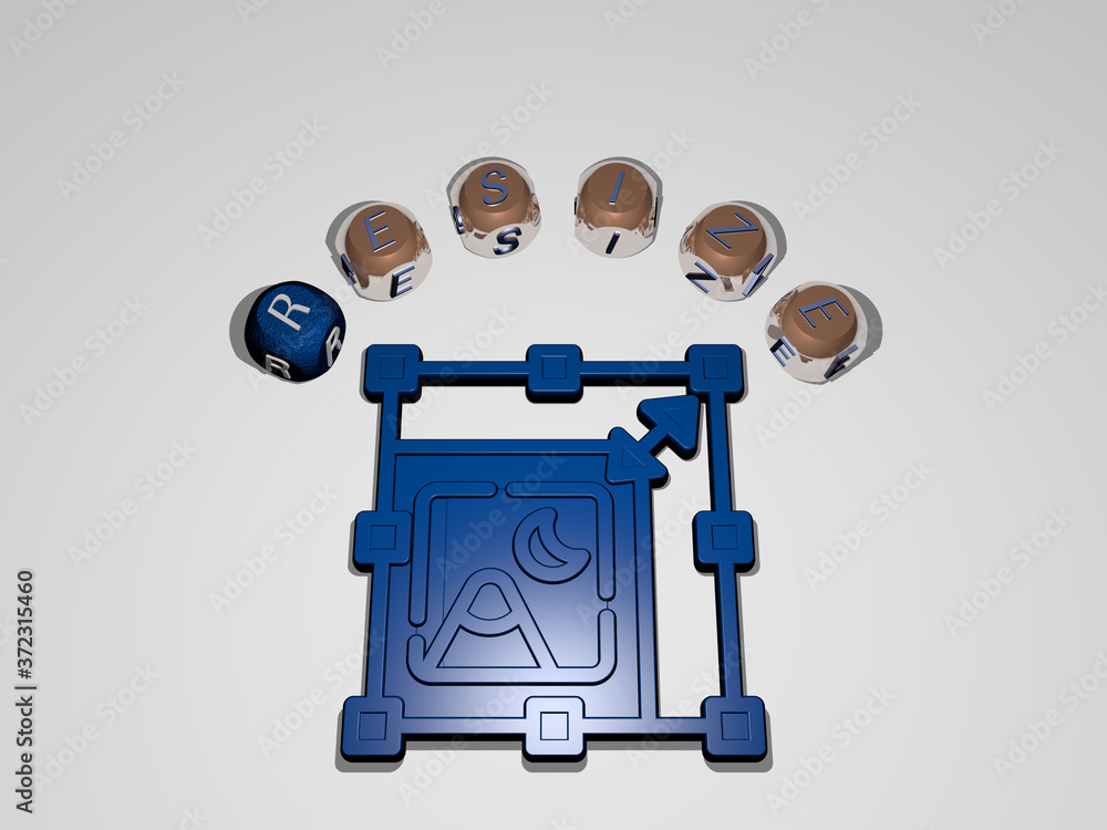 Poster resize circular text of separate letters around the 3d icon, 3d illustration for arrow and design