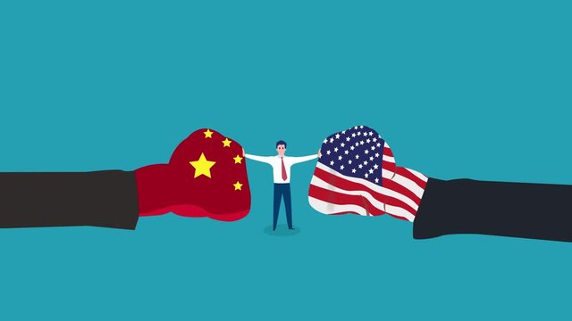 Businessman trying to reconcile trade war