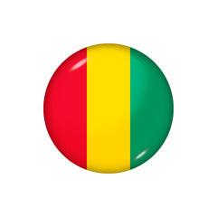 Round flag of Guinea. Vector illustration. Button, icon, glossy badge