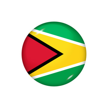 Round flag of Guyana. Vector illustration. Button, icon, glossy badge