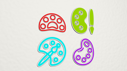 PALETTE colorful set of icons, 3D illustration for background and art
