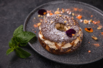 french caramel dessert laid out on a plate