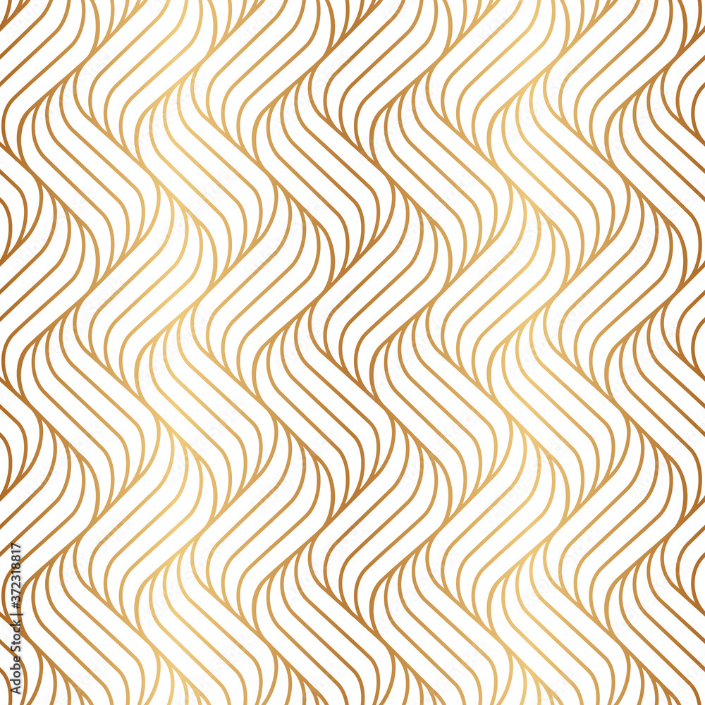 Poster vector seamless pattern. background gold wavy line. modern waves texture. intricate pipple curly str